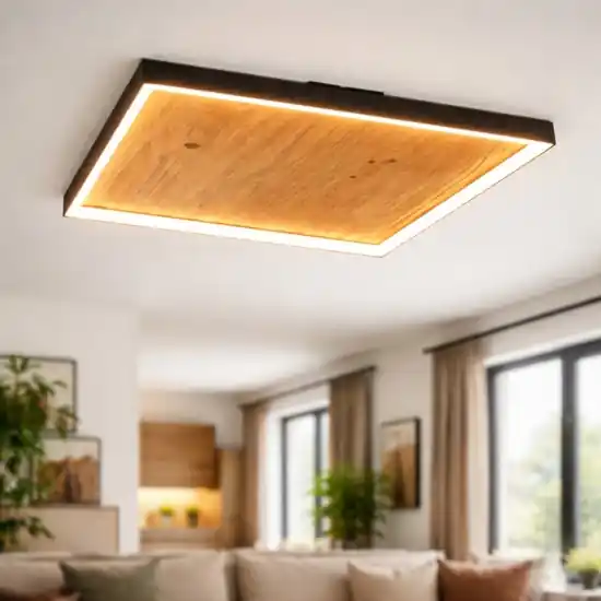 Nuovo Arrivo Plafoniera di legno moderna quadrata led 41w 3000k dimmerabile