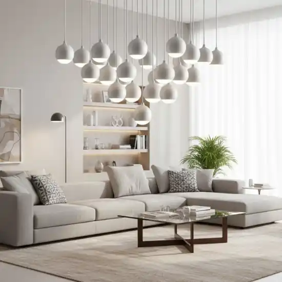 Grande lampadario per salotto a cascata led 62w 3000k bianco vivida shallow Pagamento Sicuro