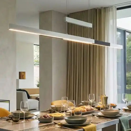 Prezzo Di Fabbrica Lampadario allungabile moderno grigio led biemissione per tavolo da pranzo