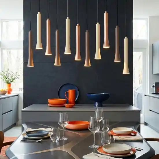 Lampadario con pendenti beige caffe moderno per tavolo da cucina Sconto