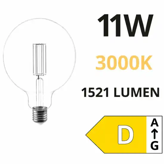 Lampadina led globo g125 e27 trasparente 11w 3000k 1521 lumen Compra Oggi Stesso
