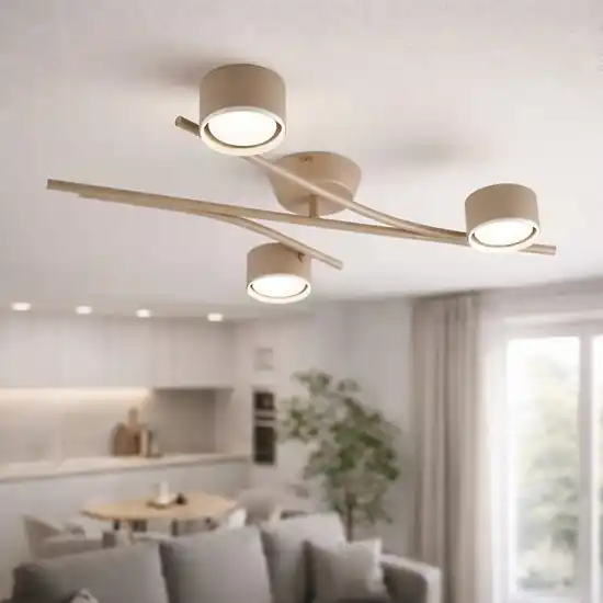 Plafoniera beige per cucina moderna 3 luci orientabili Sconto