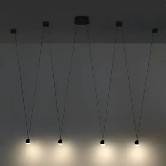Vivida shallow lampadario moderno led 3000k 4 luci sfere nere Subito Disponibile