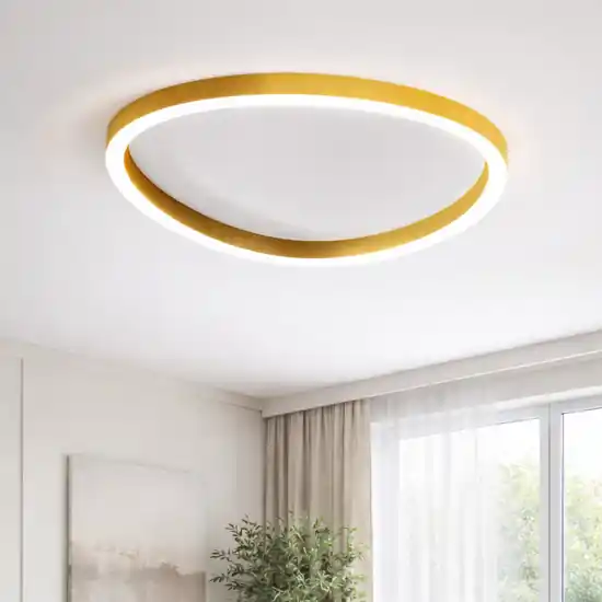 Offerta Speciale Gea luce ecaris plafoniera moderna oro spazzolato per soggiorno led biemissione