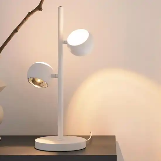 Novità Lampada da tavolo bianca moderna 2 sfere orientabili led 2700k-6500k