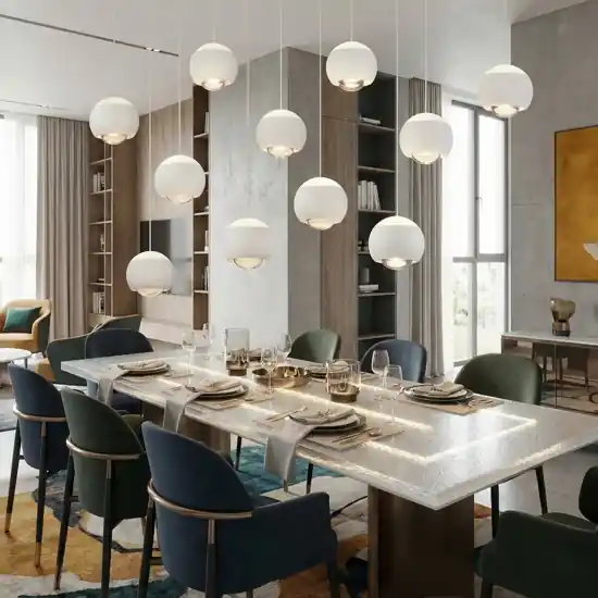 Acquista Ora Lampadario bianco sfere pendenti led 2700k-6500k per soggiorno moderno