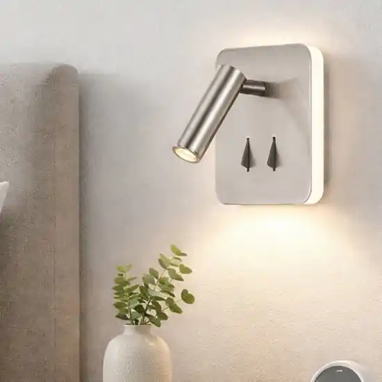 Applique quadrato da parete grigio nickel per camera da letto Non Perdere