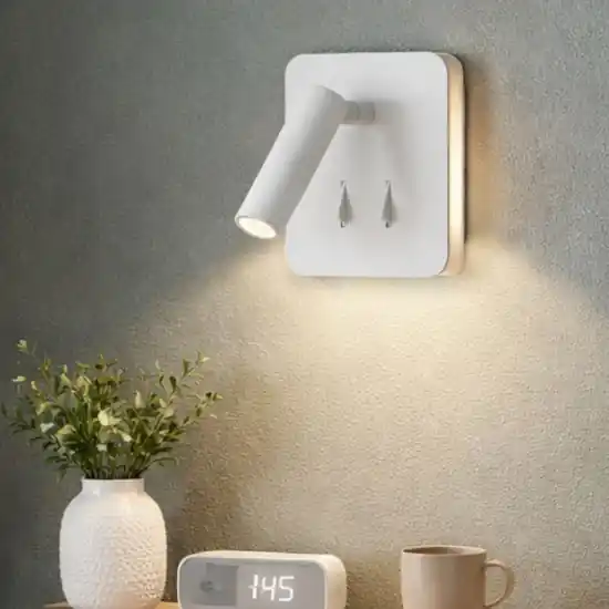 Applique quadrato bianco 2 luci per comodino camera da letto Promozione Esclusiva