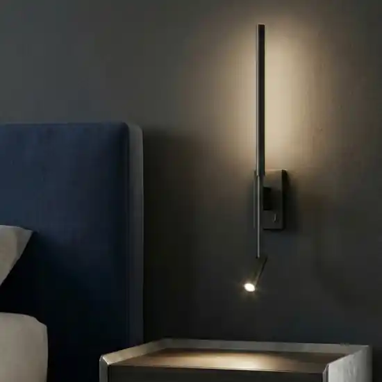 Lampada nera da comodino a parete per camera da letto con luce lettura Consegna Rapida