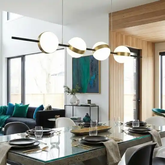 Più Venduto Lampadario nero oro orizzontale con sfere per soggiorno moderno