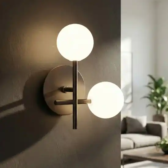 Ultima Occasione Applique da parete 2 luci moderna nera con sfere di vetro