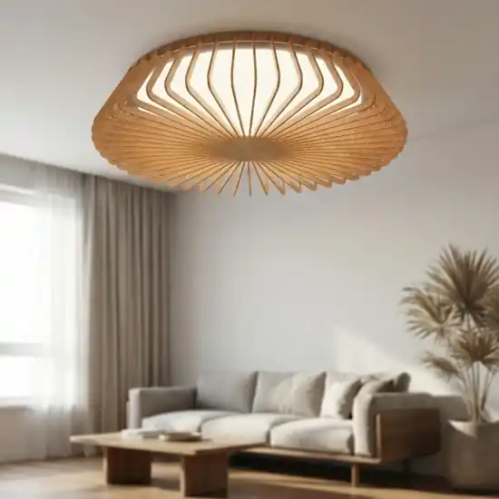 Plafoniera effetto legno con telecomando app moderna led 2700k-5000k dimmerabile Prezzo Basso