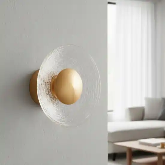 Promo Stagionale Applique da parete ottone vetro decorato led 3000k 16 cm