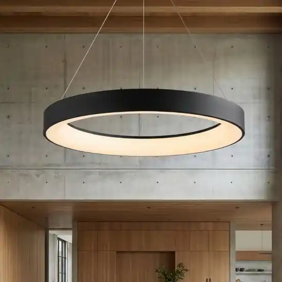 Lampadario anello 50cm nero led 45w 2700k-5000k con telecomando app Promozione