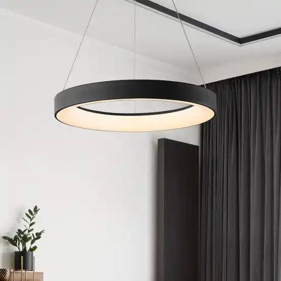 Prezzo Scontato Lampadario anello 38cm nero led 30w da 2700k a 5000k app telecomando