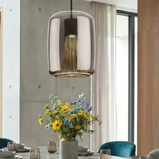 Must-Have Lampadario moderno di vetro trasparente cromo per illuminazione tavolo