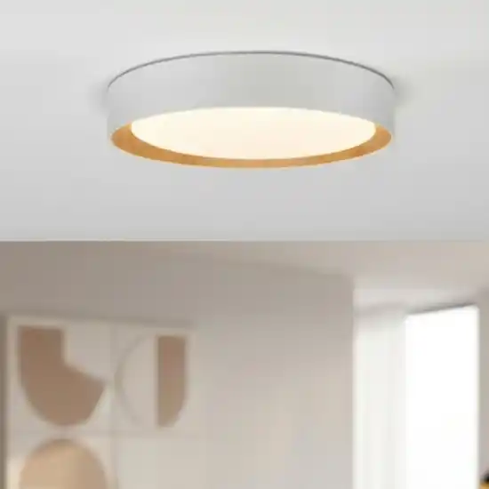 Consegna Rapida Plafoniera tonda bianca 35cm led 30w 3000k dimmerabile legno