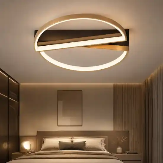 Plafoniera camera da letto tonda nero e ottone led 3000k dimmerabile Promo Stagionale