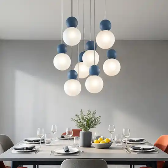 Top light cottage lampadario moderno 8 sfere blu per soggiorno Promo Stagionale