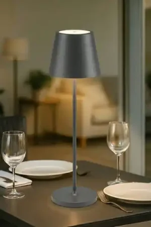 Reso Gratuito Lampada da tavolino grigio scuro diva 39cm per ristoranti portatile