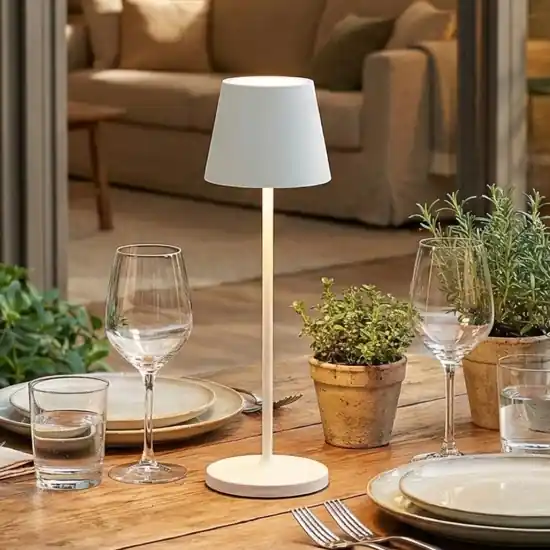 Lampada da tavolino h28 cm minidiva bianco portatile per ristoranti Vendita Finale