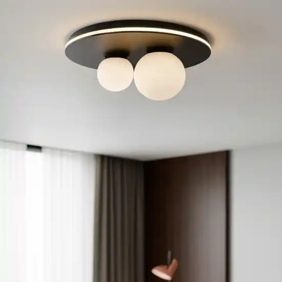 Ordina Subito Piccola plafoniera moderna nera 40 cm bocce vetro opaco led 3000k dimmerabile