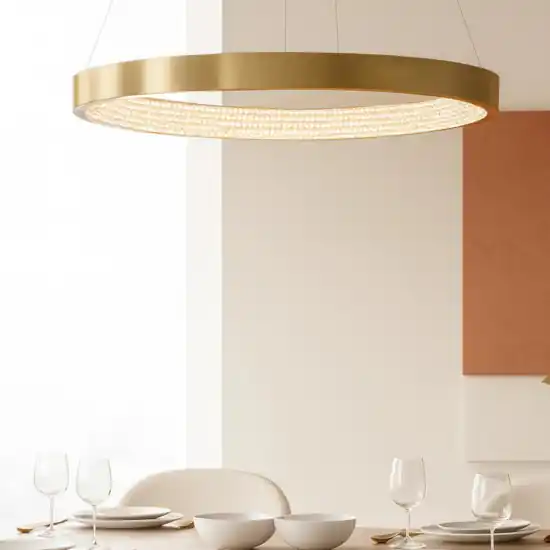 Lampadario contemporaneo anello ottone 45cm led 3000k Non Perdere