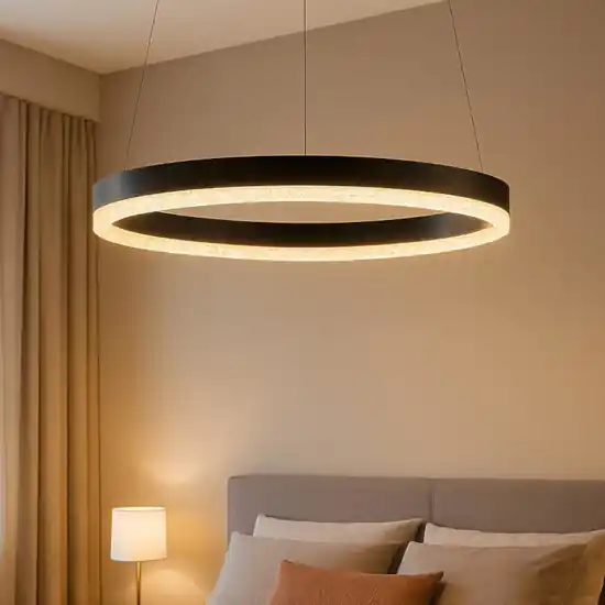 Ultima Occasione Lampadario per camera da letto anello nero cristalli led 3000k dimmerabile