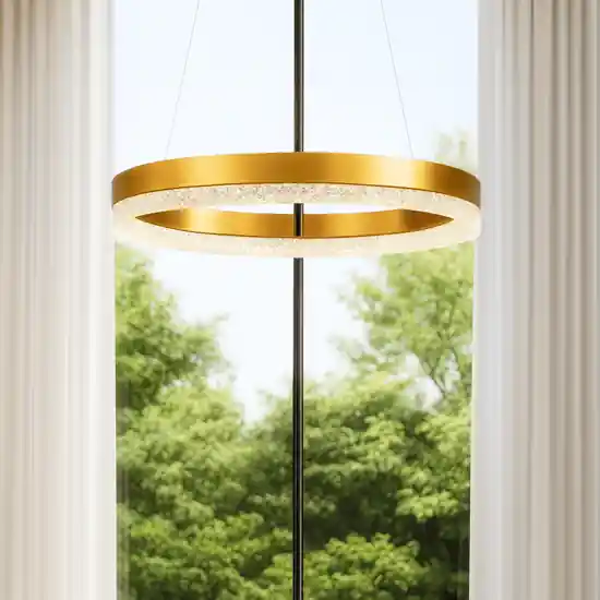 Ordina Subito Lampadario anello elegante cristalli led 3000k dimmerabile oro 40cm