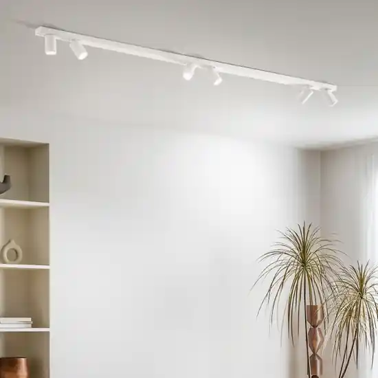 Occasione Plafoniera lunga 200cm oddy perenz bianca con 6 spot orientabili