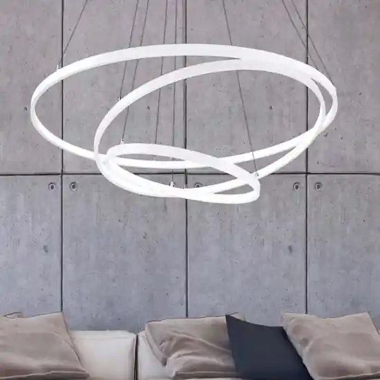 Lampadario moderno tre anelli bianco led 3000k Saldi
