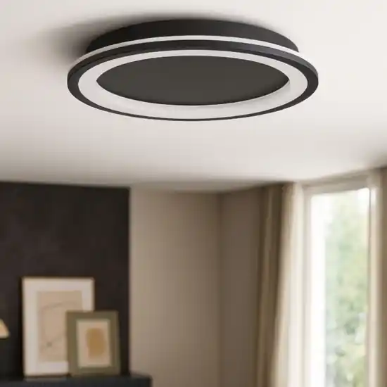Plafoniera moderna nera rotonda nera led 3000k Professionale