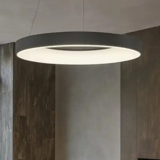 Lampadario anello nero moderno led 4000k Pagamento Sicuro