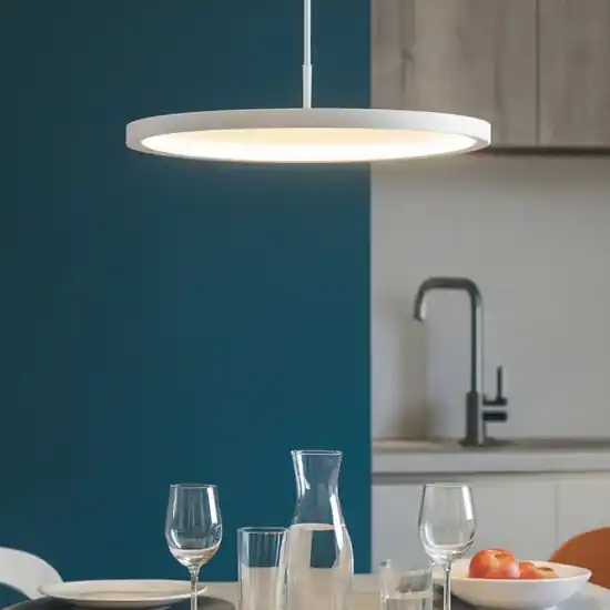 Lampadario per tavolo da pranzo tondo bianco led 3000k dimmerabile Offerta Limitata