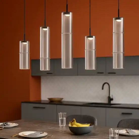Lampadario per tavolo cucina cilindri vetro moka design Ordina Subito