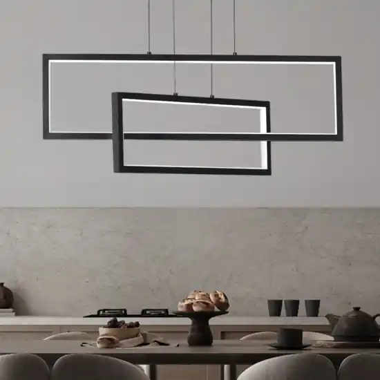 Lampadario da tavolo per cucina led 3200k rettangolare nero Quantità Limitata