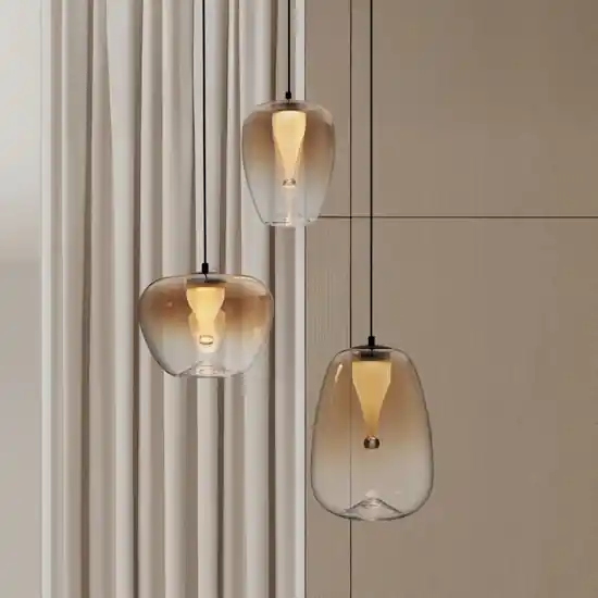 Esclusivo Lampadario da cucina 3 luci in vetro led 3000k design moderna