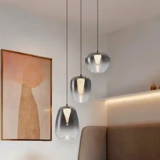 Prezzo Ridotto Lampadario per cucina nero led 3000k con 3 vetri design