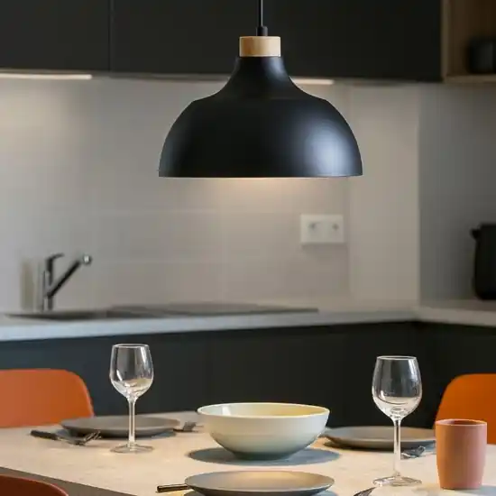 Lampadario per cucina moderna nero a cupola 34 cm Offerta Speciale