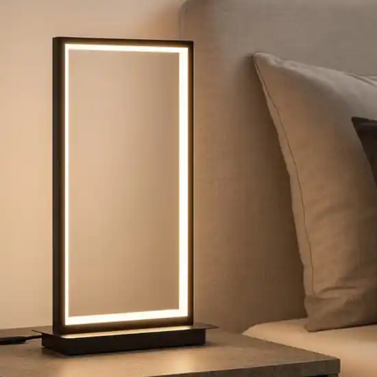 Offerta Lampo Abat-jour lampada da comodino moderna led 3200k rettangolare nera