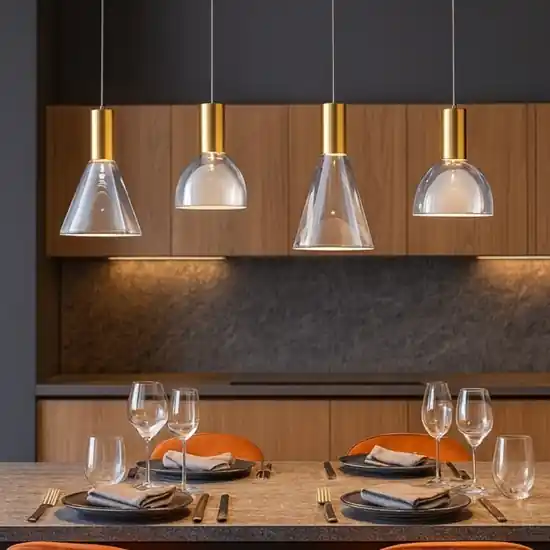 Consegna Rapida Lampadario per cucina moderna vetri fume struttura oro