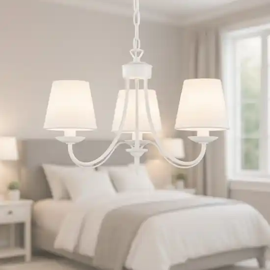 Acquista Ora Lampadario per camera da letto paralumi in tessuto bianco