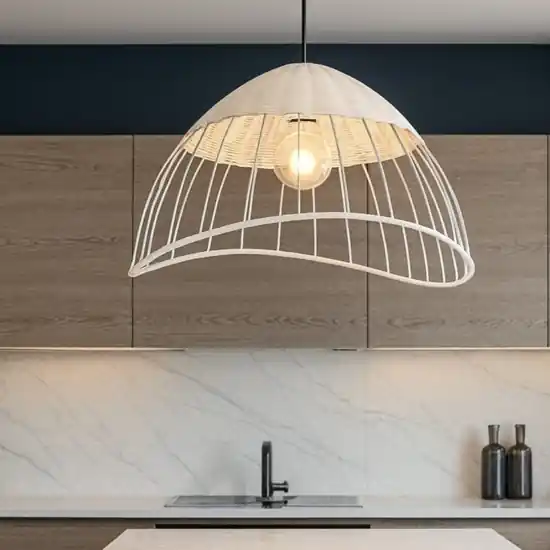 Professionale Lampadario per cucina moderna a cupola 48 cm in rattan