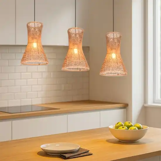 Lampadario clessidra 3 luci per cucina 20 cm marrone Compra Online