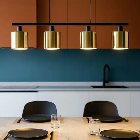 Lampadario per tavolo da cucina oro 4 diffusore in vetro Promozione