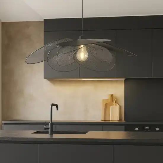 Lampadario a fiore per tavolo da cucina nero Nuova Collezione