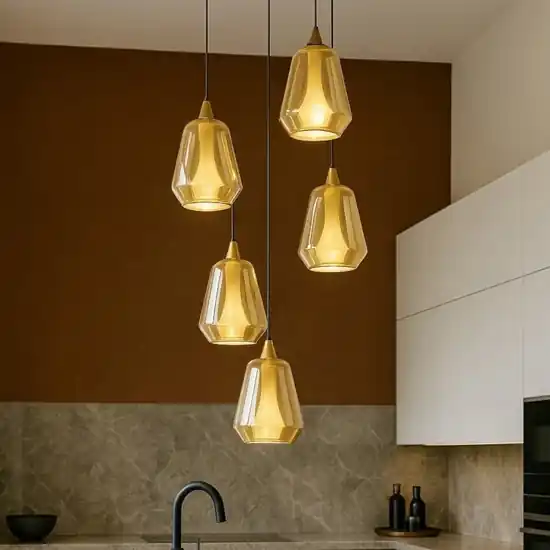 Lampadario per soggiorno moderno vetri a sospensione oro Compra Online