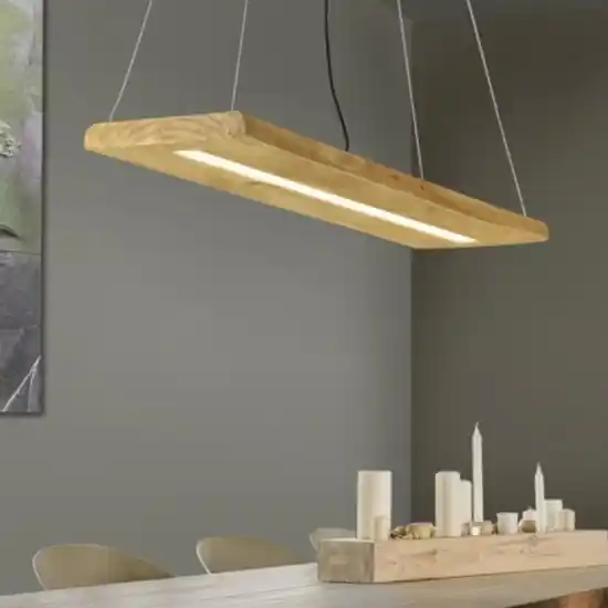Lampadario in legno rustico per cucina led 3000k dimmerabile Promozione