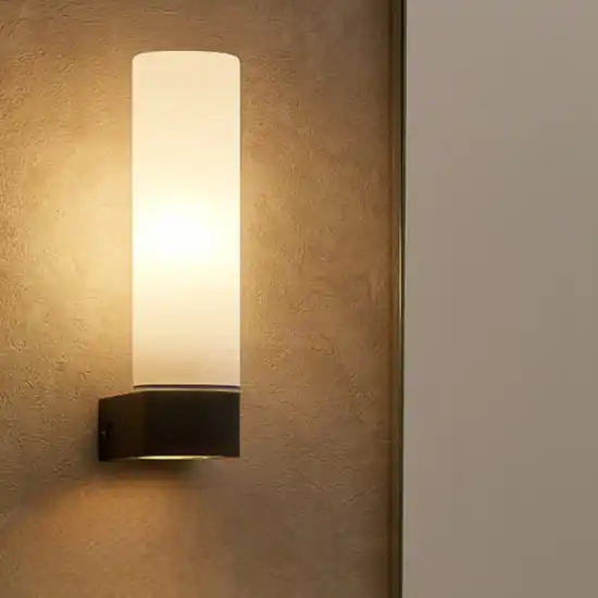 Applique nera da bagno moderno vetro bianco ip44 Quantità Limitata