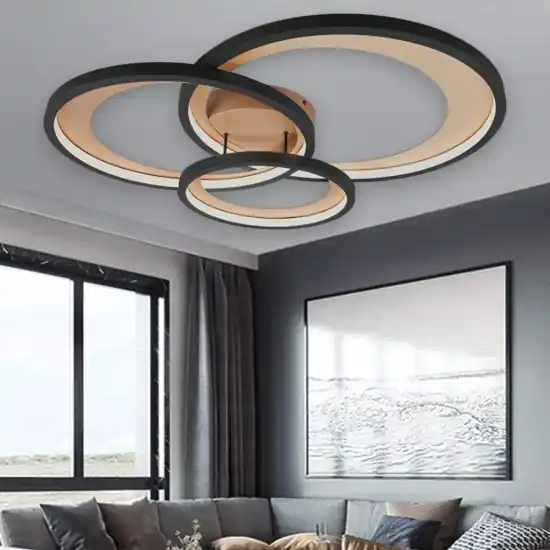 Plafoniera nero oro moderna da salotto led 3000k dimmerabile Miglior Prezzo
